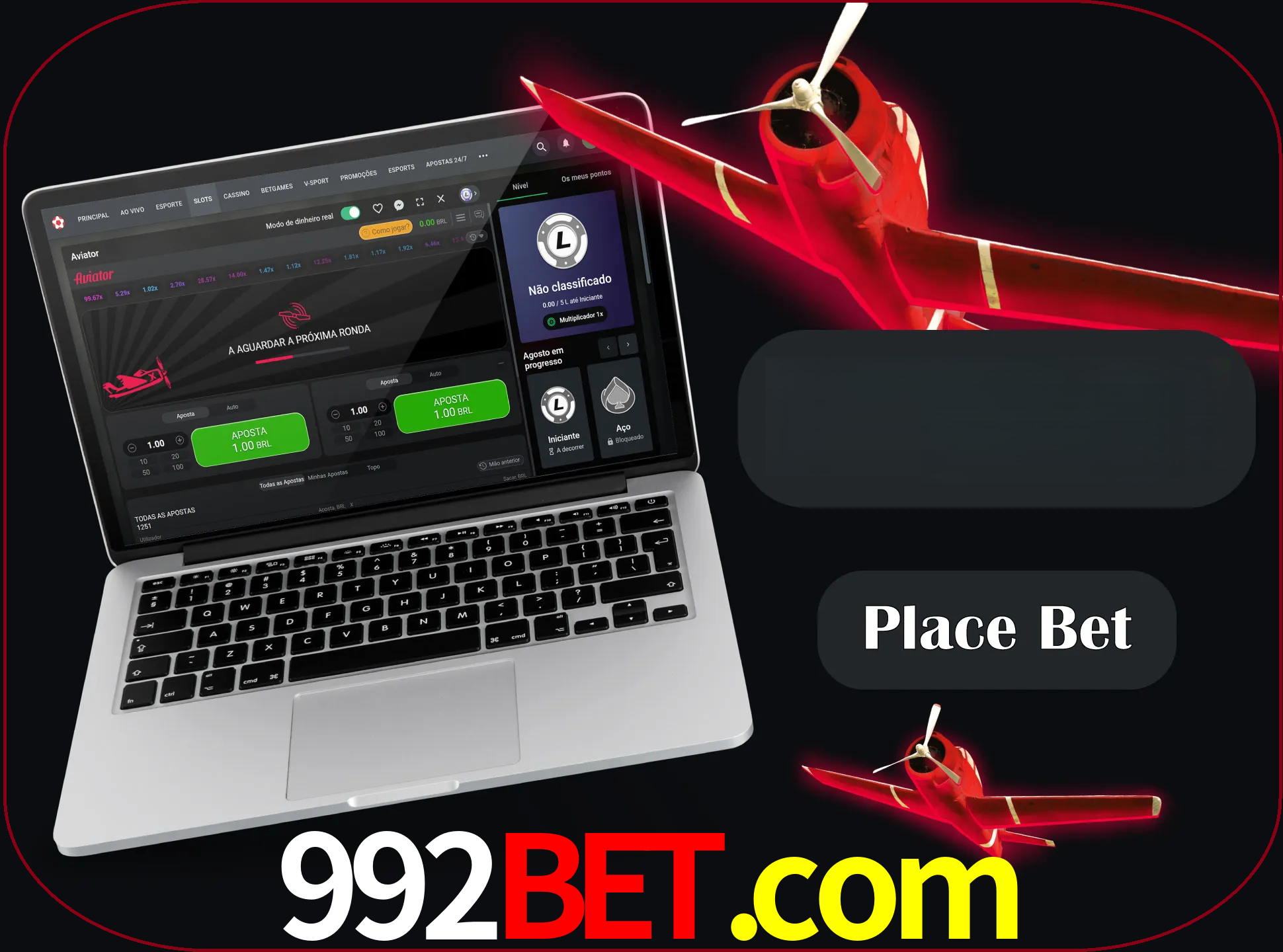 Especifique a quantia de dinheiro e faça uma aposta.