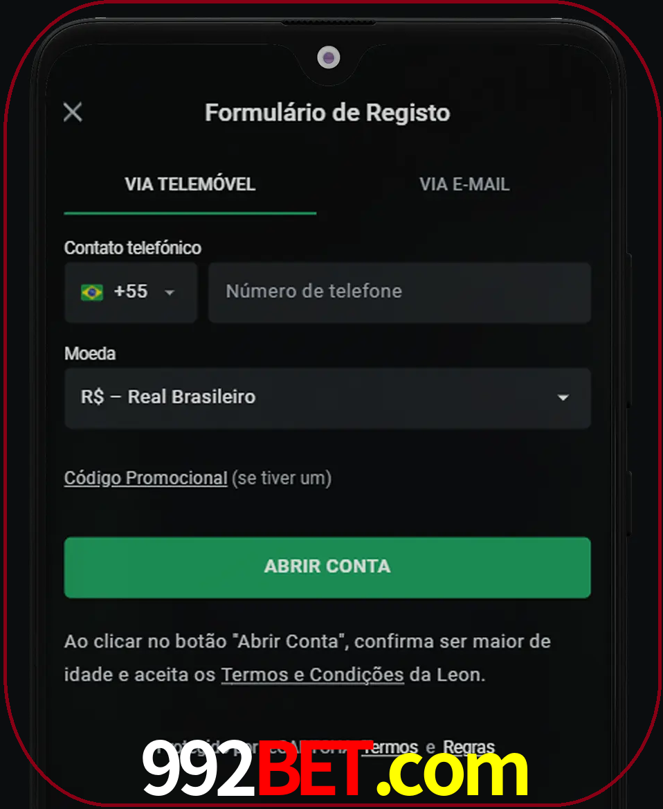 Abra o aplicativo e inicie o processo de registro.