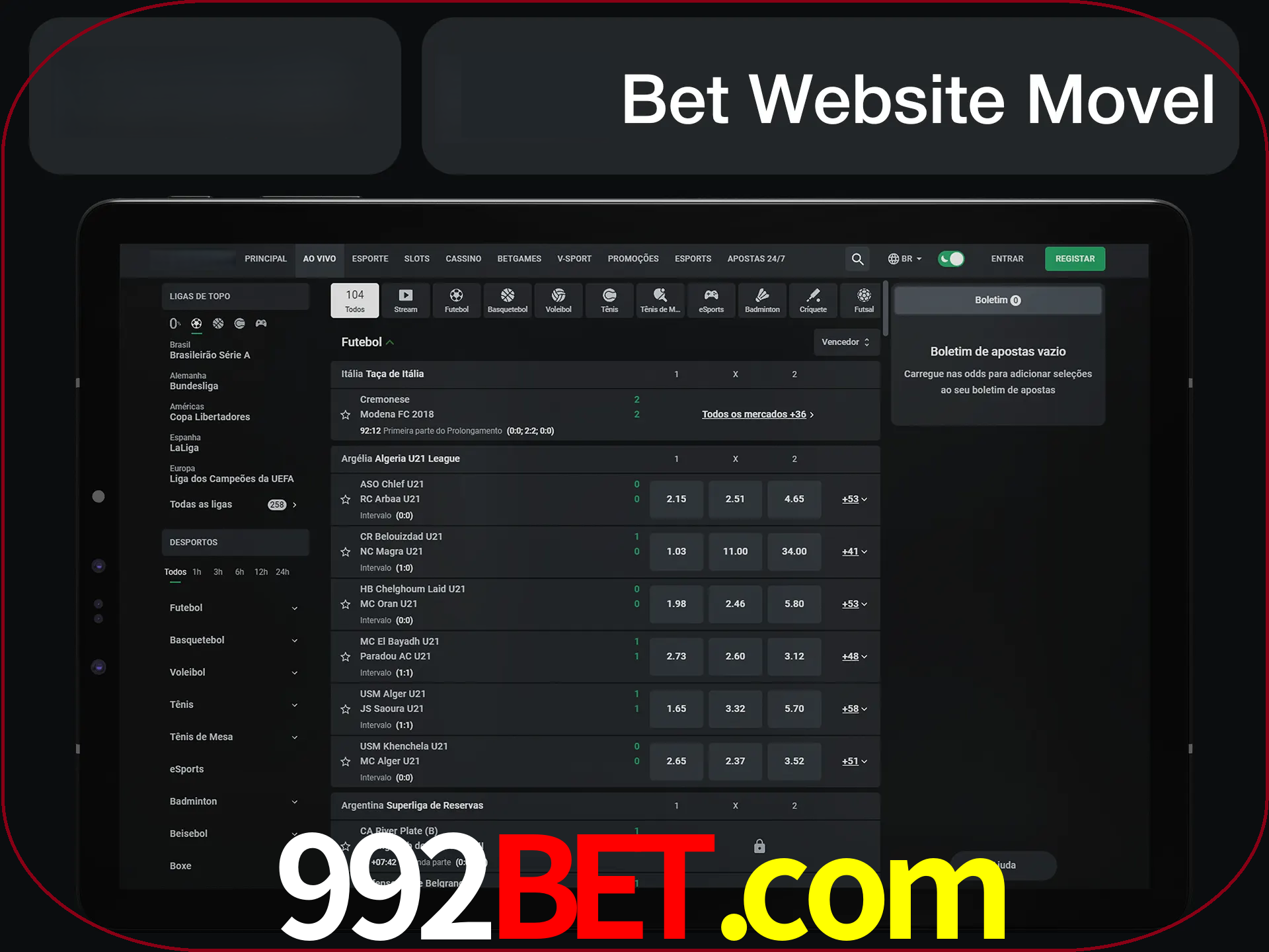 Use nosso website em qualquer dispositivo.